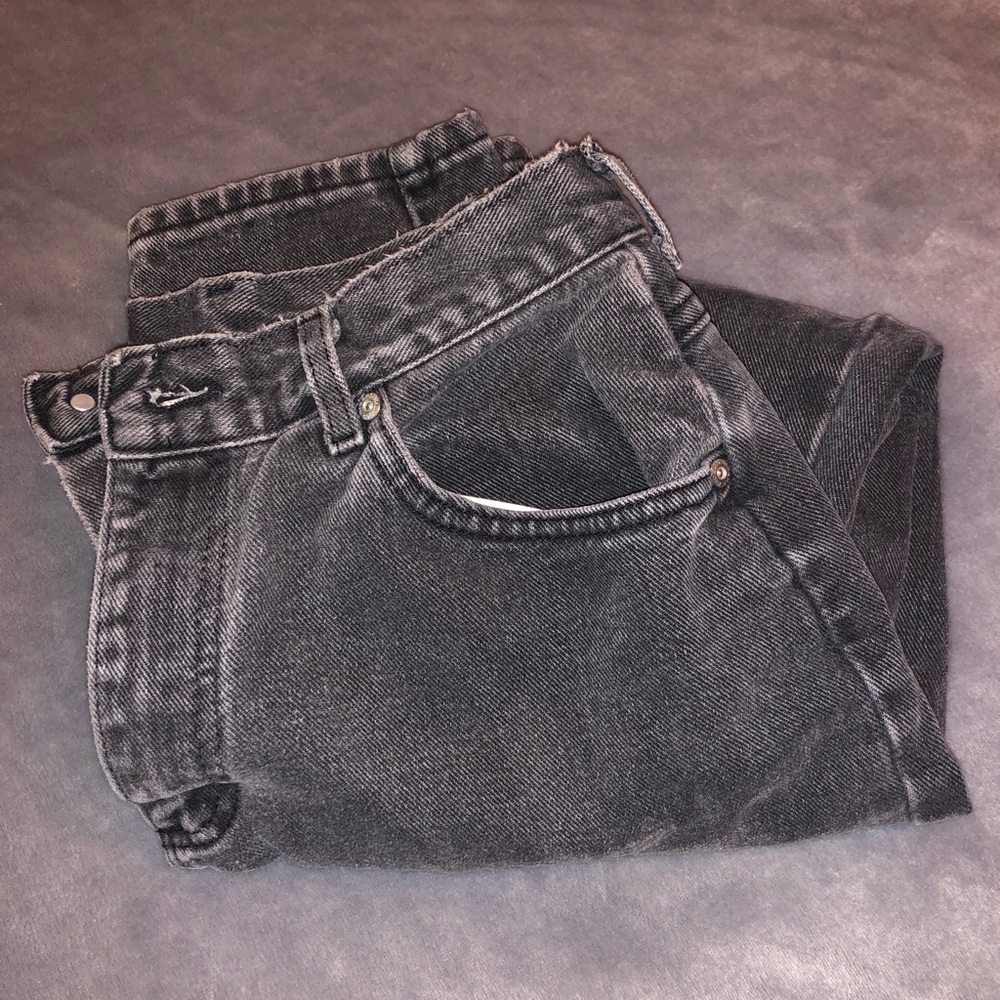 Faded Black Distressed Mom Jean